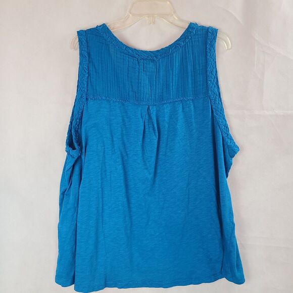New MICHAEL STARS Womens (3X) Blue (Pacific) Dina Fabric Mix V-Neck Tank Top $98 - Picture 7 of 10